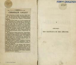 PDF : Chronique des châteaux et des abbayes. 1 / par M. de La Tour-Varan,... | La Tour-Varan, Jean-Antoine de (1796-1864)